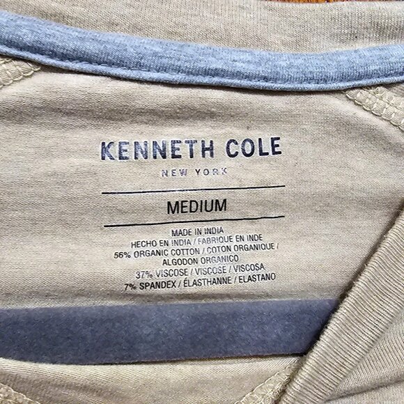 Kenneth Cole Beige Organic Cotton Blend Mens T-Shirt Medium - Picture 4 of 9